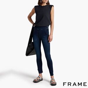 Frame **NWT** Le Francoise High-Rise Button-Trimmed Skinny Jeans in Paton Blue